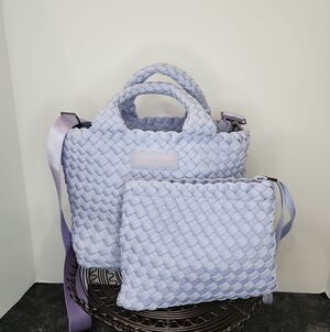 Parker and Hyde Lavender Woven Shoulder Tote with Matching Pouch